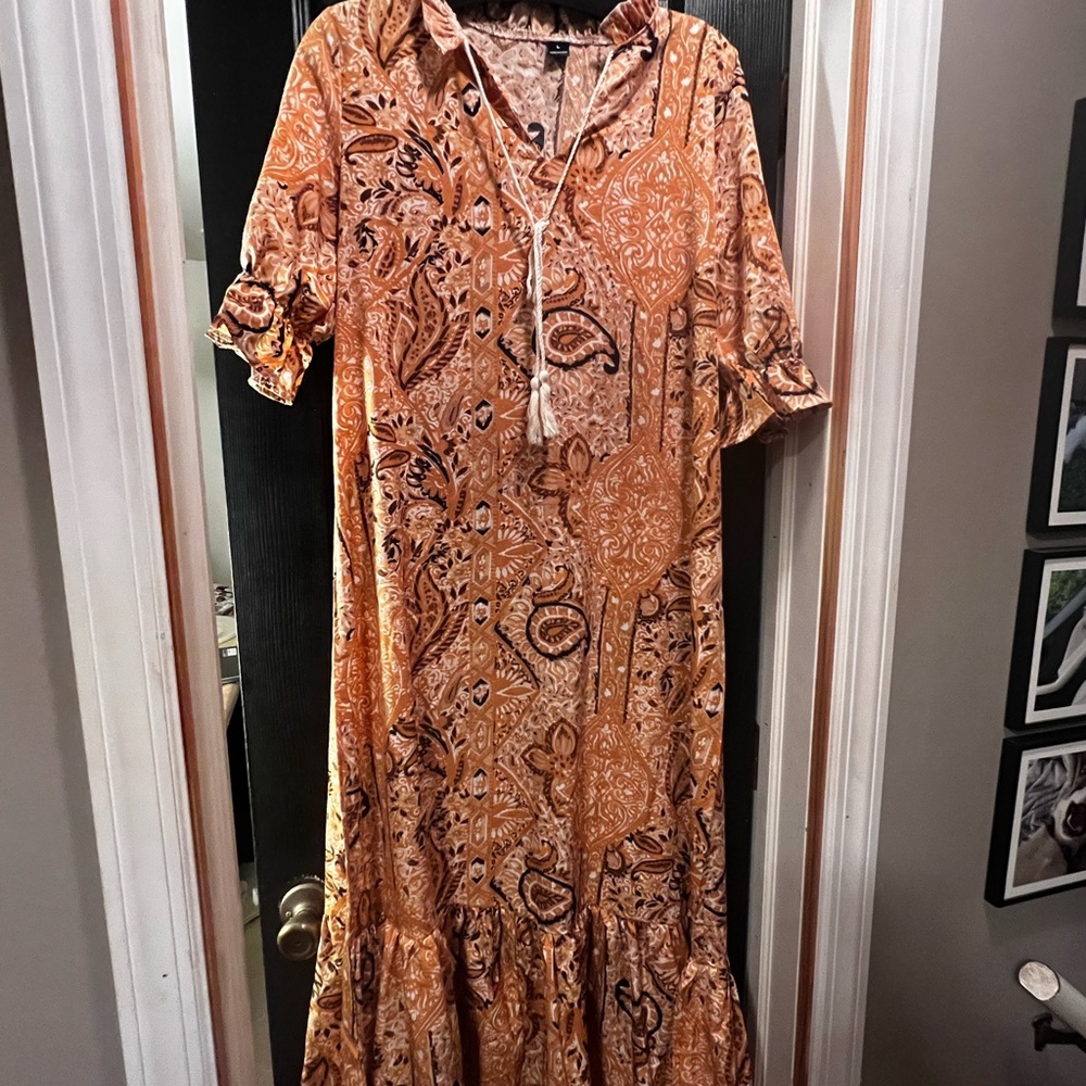 Orange Paisley Maxi Dress